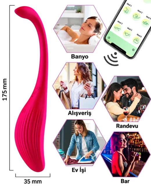 Telefon Kontrollü Flamingo Vibratör Şarjlı ve Suya Dayanıklı - Ürün görseli 6