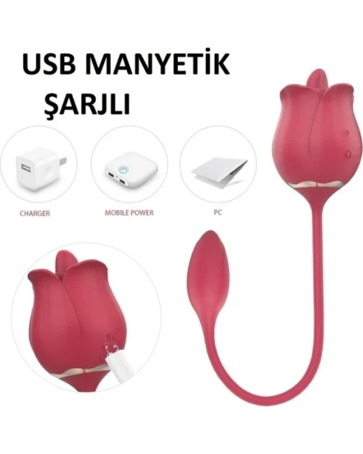Titreşimli ve Dil Hareketli Çift Uçlu Lüks Vibratör - Ürün görseli 3