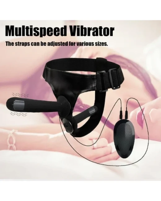 Titreşimli Belden Bağlamalı Çift Taraflı Bisex Dildo Vibratör