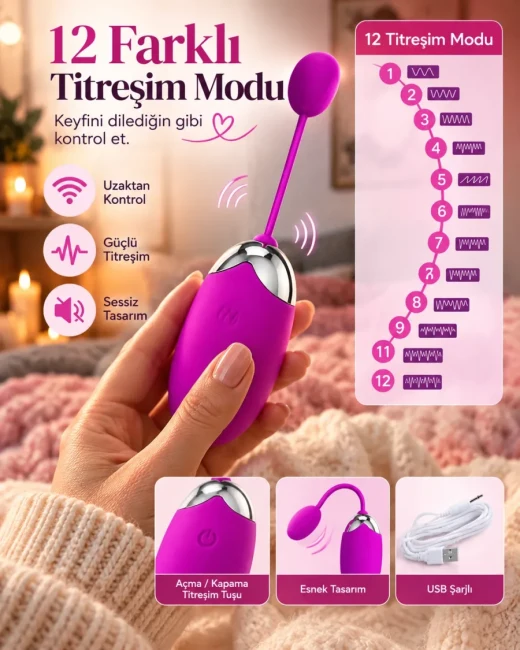 Telefon Kontrollü 12 Modlu Giyilebilir Yumurta Vibratör - Ürün görseli 7