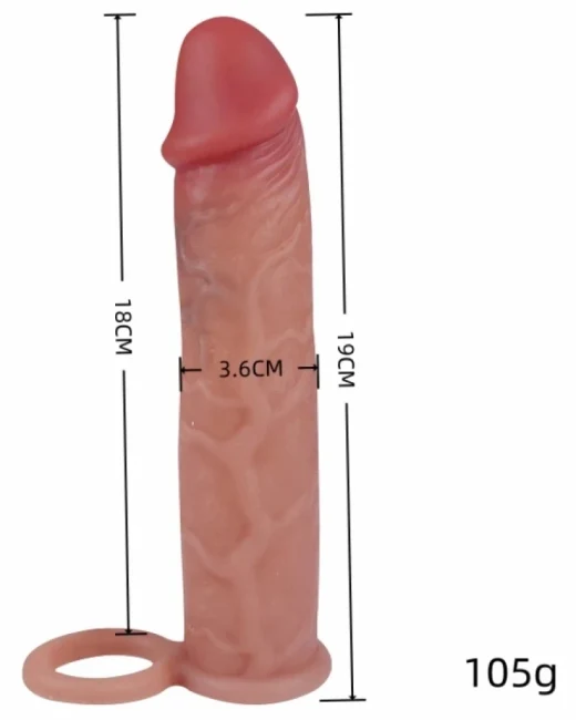 Gerçekçi Penis Kılıfı 19 cm - Testis Halkalı alternatif görünüm